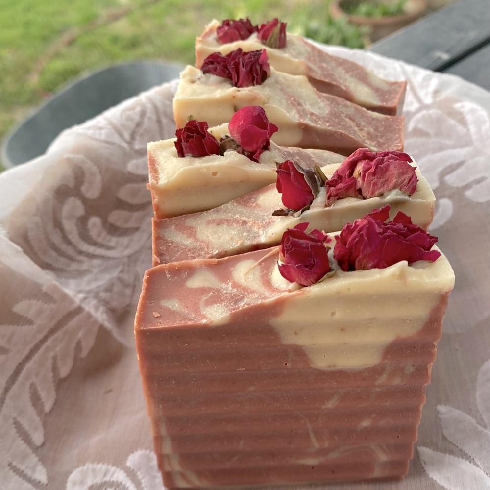 Goat’s Milk Raspberry-Vanilla handmade soap, artisan soap, natural product.